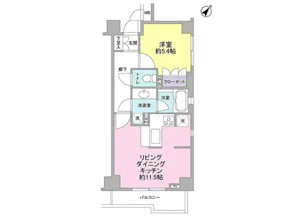 サンピエス根津(1LDK/4階)の間取り写真