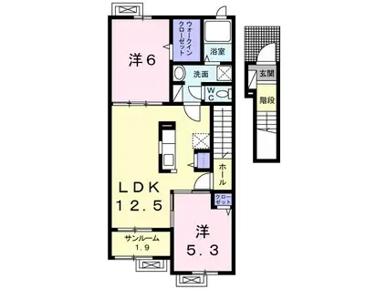 エトワール I(2LDK/2階)の間取り写真