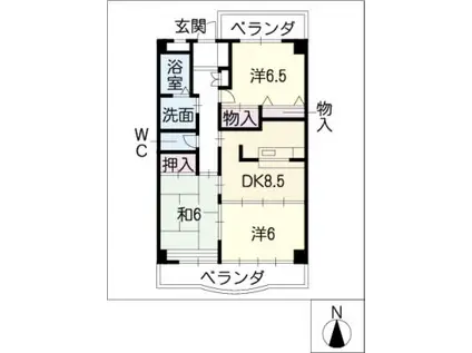 ビレッジ羽博園(3DK/1階)の間取り写真