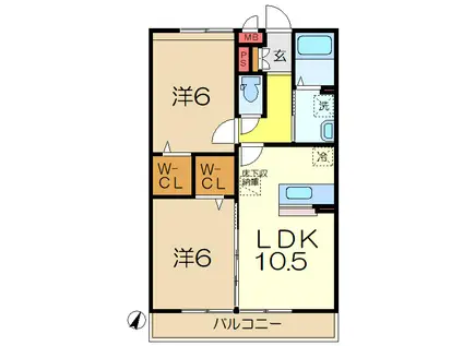 ラマージュⅡ(2LDK/1階)の間取り写真