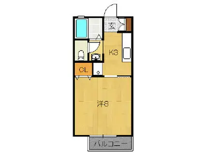 セジュールあづみ(1K/1階)の間取り写真