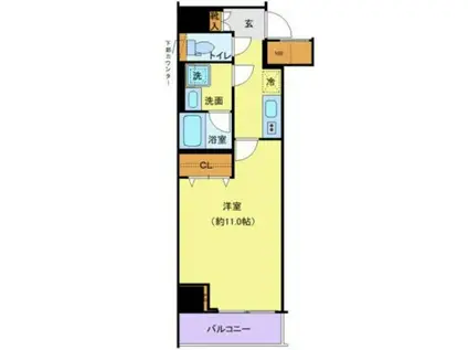 ジェノヴィア新横浜スカイガーデン(1K/3階)の間取り写真