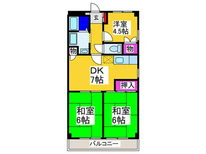 米谷マンション1号館(3DK/4階)の間取り写真