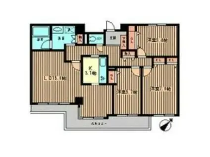 リズ京王多摩川(3LDK/2階)の間取り写真