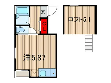 SONNET(1K/2階)の間取り写真