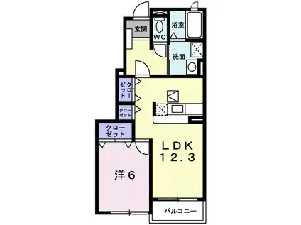 ヴィラ・ソノリティー参番館(1LDK/1階)の間取り写真