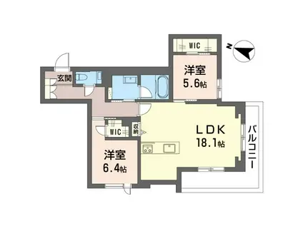 シャーメゾンステージ横濱白楽(2LDK/4階)の間取り写真