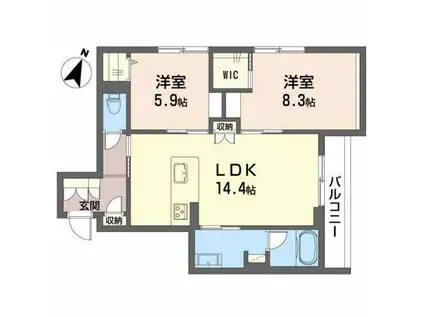 U SHAMAISON A(2LDK/2階)の間取り写真