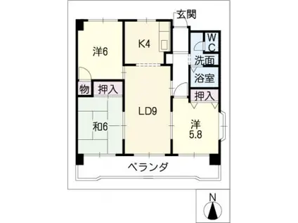 エラン平針(3LDK/6階)の間取り写真