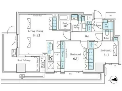 ザ・パークハウス西麻布レジデンス(2LDK/5階)の間取り写真