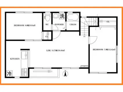 マロニエ武蔵中原(2LDK/2階)の間取り写真
