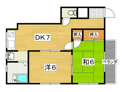 香里園ハウス(2DK/3階)の間取り写真