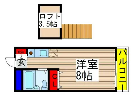 チェリーウェル(ワンルーム/2階)の間取り写真