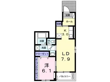 グランデュールI(1LDK/1階)の間取り写真