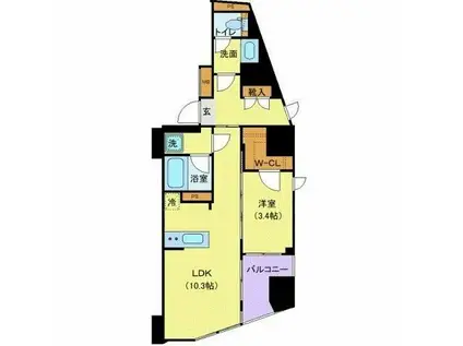 ジェノヴィア新宿早稲田グリーンヴェール(1LDK/5階)の間取り写真