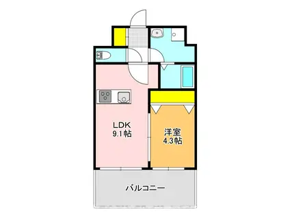 レジェンド直方 壱番館(1LDK/5階)の間取り写真