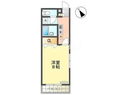 プレジールデュオI(1K/2階)の間取り写真