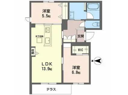 シャーメゾン ウィステリアカーサ(2LDK/1階)の間取り写真
