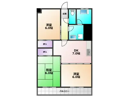 サングリーンハイツ(3DK/4階)の間取り写真