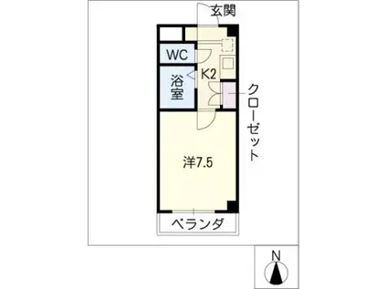サン・ロマン八事(1K/2階)の間取り写真