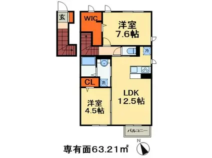 ステラC(2LDK/2階)の間取り写真