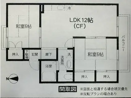 セジュール栗生B(2LDK/1階)の間取り写真