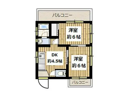 コーポスミ(2DK/3階)の間取り写真