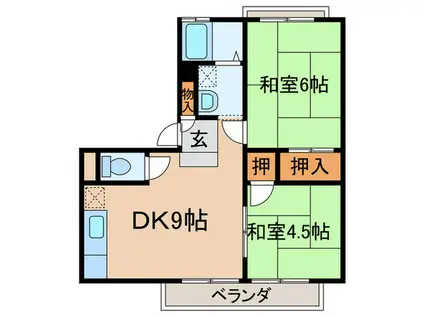 長澤ハイツ A(2DK/1階)の間取り写真