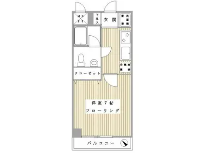 エスペランサ柿生(1K/4階)の間取り写真