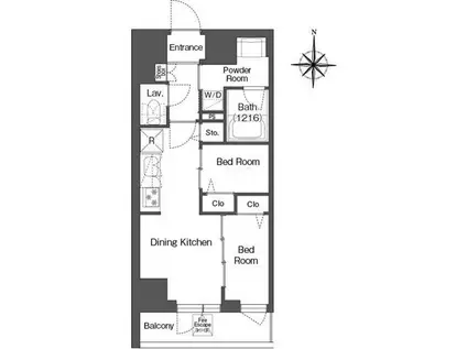 コンフォリア・リヴ西蒲田(2DK/11階)の間取り写真