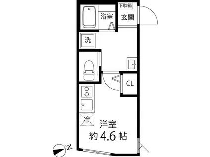TS CUORE三ツ境II(ワンルーム/2階)の間取り写真