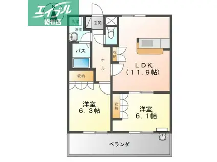 アルファ(2LDK/1階)の間取り写真