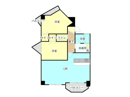 オールセインツ(2LDK/14階)の間取り写真