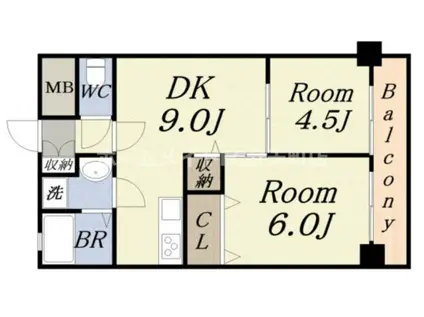 第10柴田ビル(2LDK/6階)の間取り写真