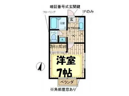 タウンフラッツあいざわ(1K/1階)の間取り写真