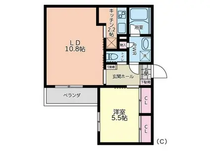 パインコート本厚木(1LDK/1階)の間取り写真