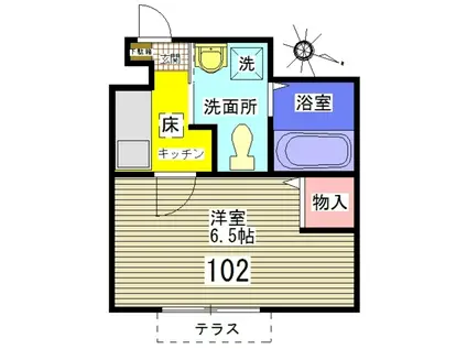 レジデンシャルコートゆりの木(1K/1階)の間取り写真
