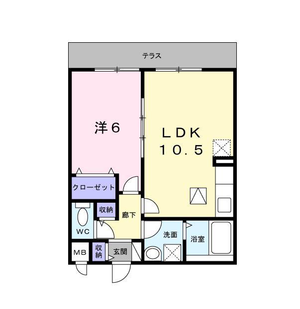 ルミエール菱川(1LDK/1階)の間取り写真