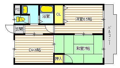 マンションサエイ(2DK/2階)の間取り写真
