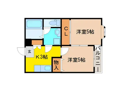 サバトシティグラースII(2K/1階)の間取り写真