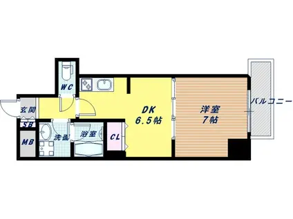 BGC難波タワー(1DK/8階)の間取り写真