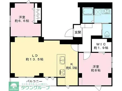 フラッツ平河町(2LDK/3階)の間取り写真