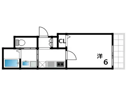 アレグリア芦屋西(1K/2階)の間取り写真