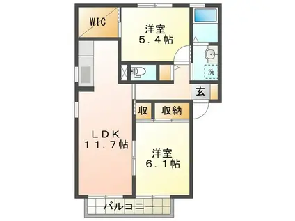 フラワーパーク(2LDK/2階)の間取り写真