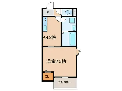 LA-CREA甲子園九番町(1K/2階)の間取り写真