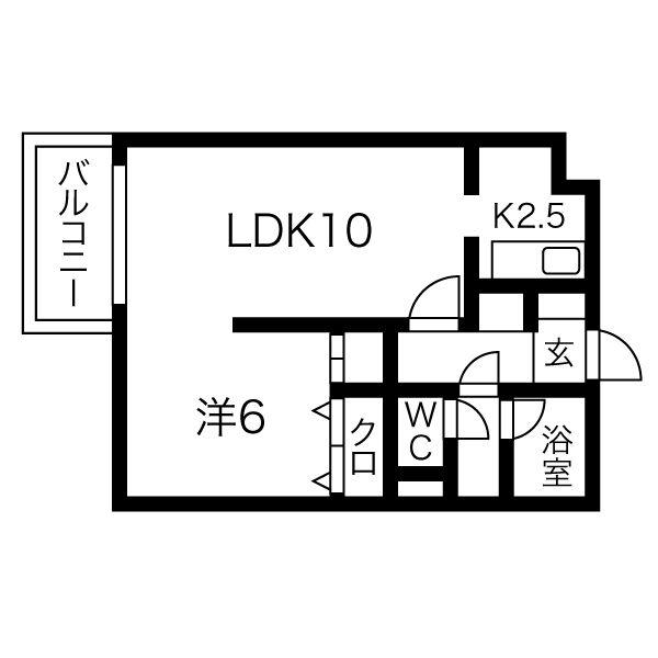 ノール琴似(1LDK/4階)の間取り写真