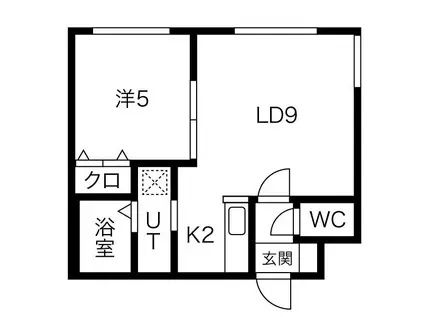 グランディール円山ウエスト(1LDK/3階)の間取り写真