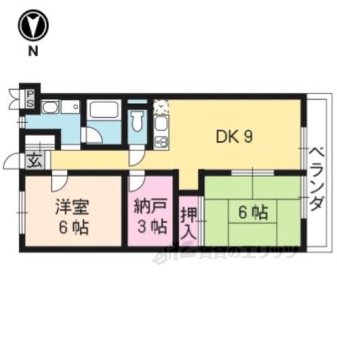 リイツマンション(2DK/3階)の間取り写真