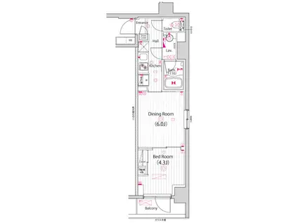 ガーラ・パークサイド亀戸(1DK/5階)の間取り写真