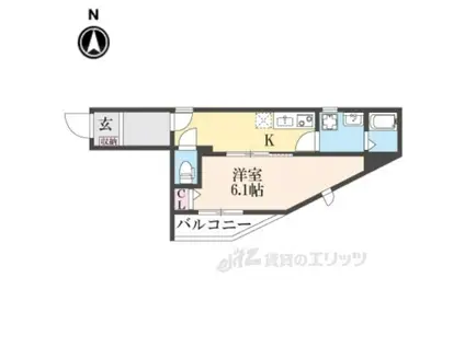 WINDBELL出口(1K/3階)の間取り写真